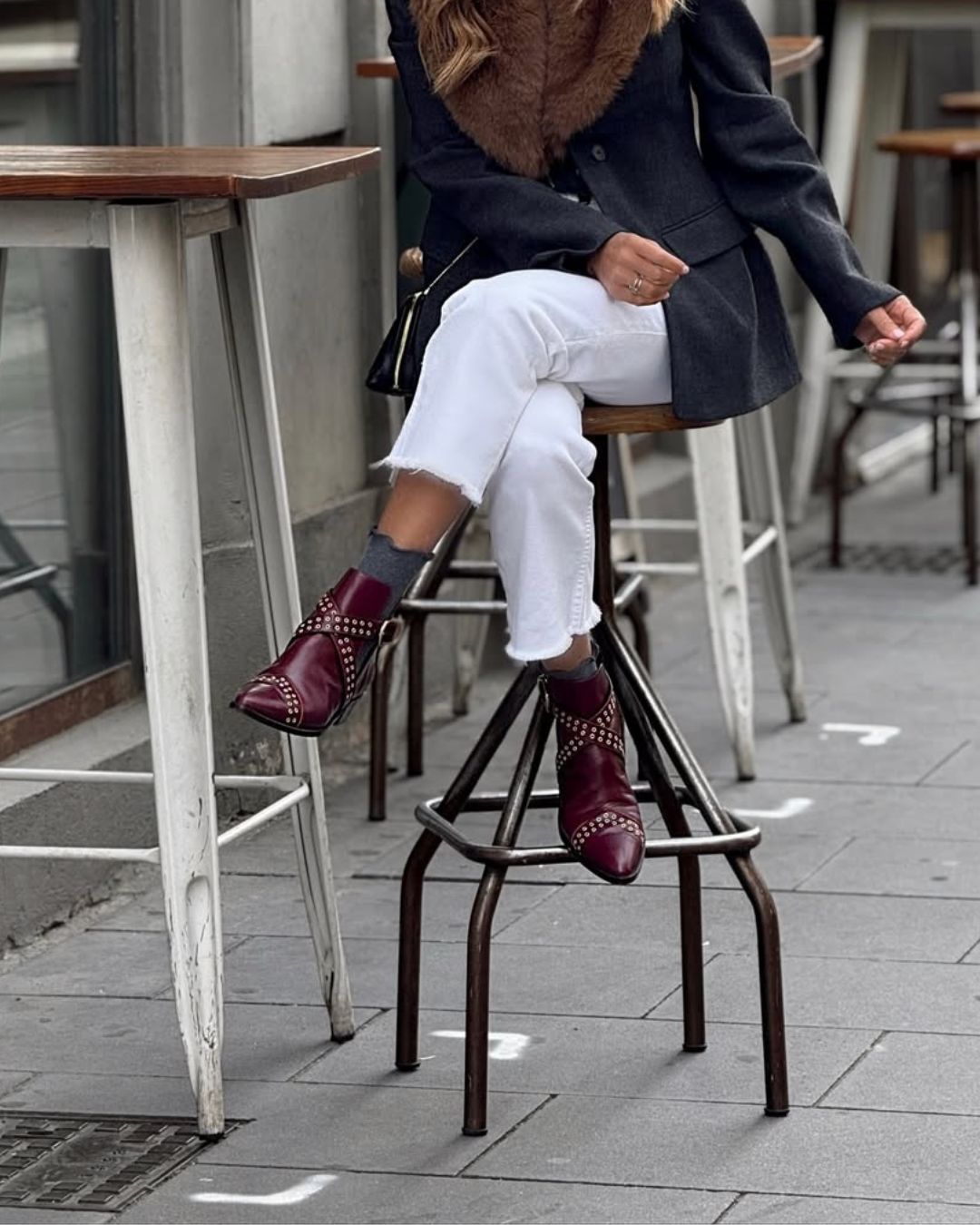Inès | Bottines Bordeaux Pointues à Brides Croisées