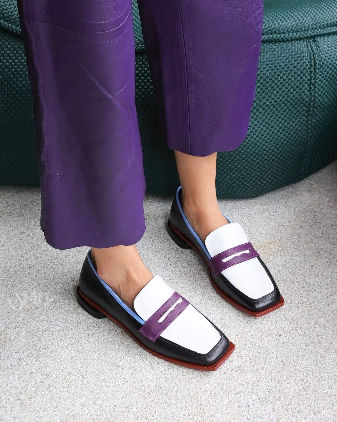 Marine | Mocassins Penny Multicolores à Bout Carré