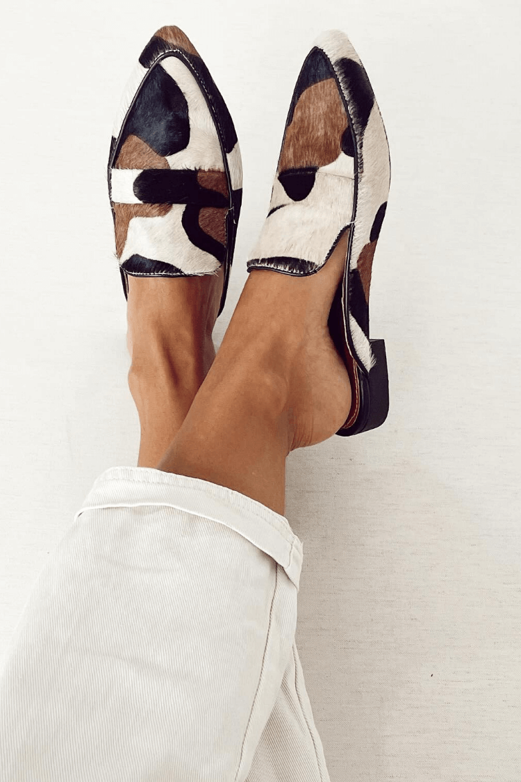 Mocassins patchwork à imprimé animal et bout rond