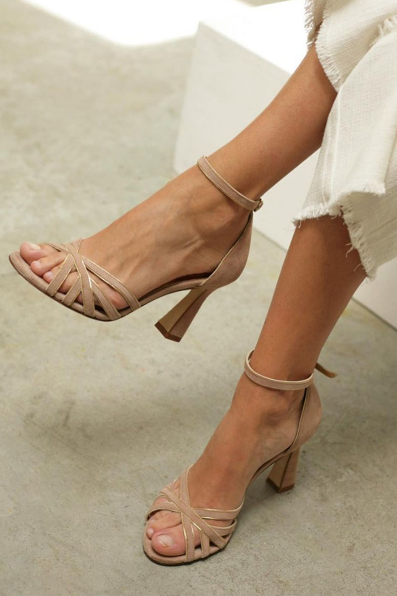 Marona | Sandales patchwork à bout rond et talon fin