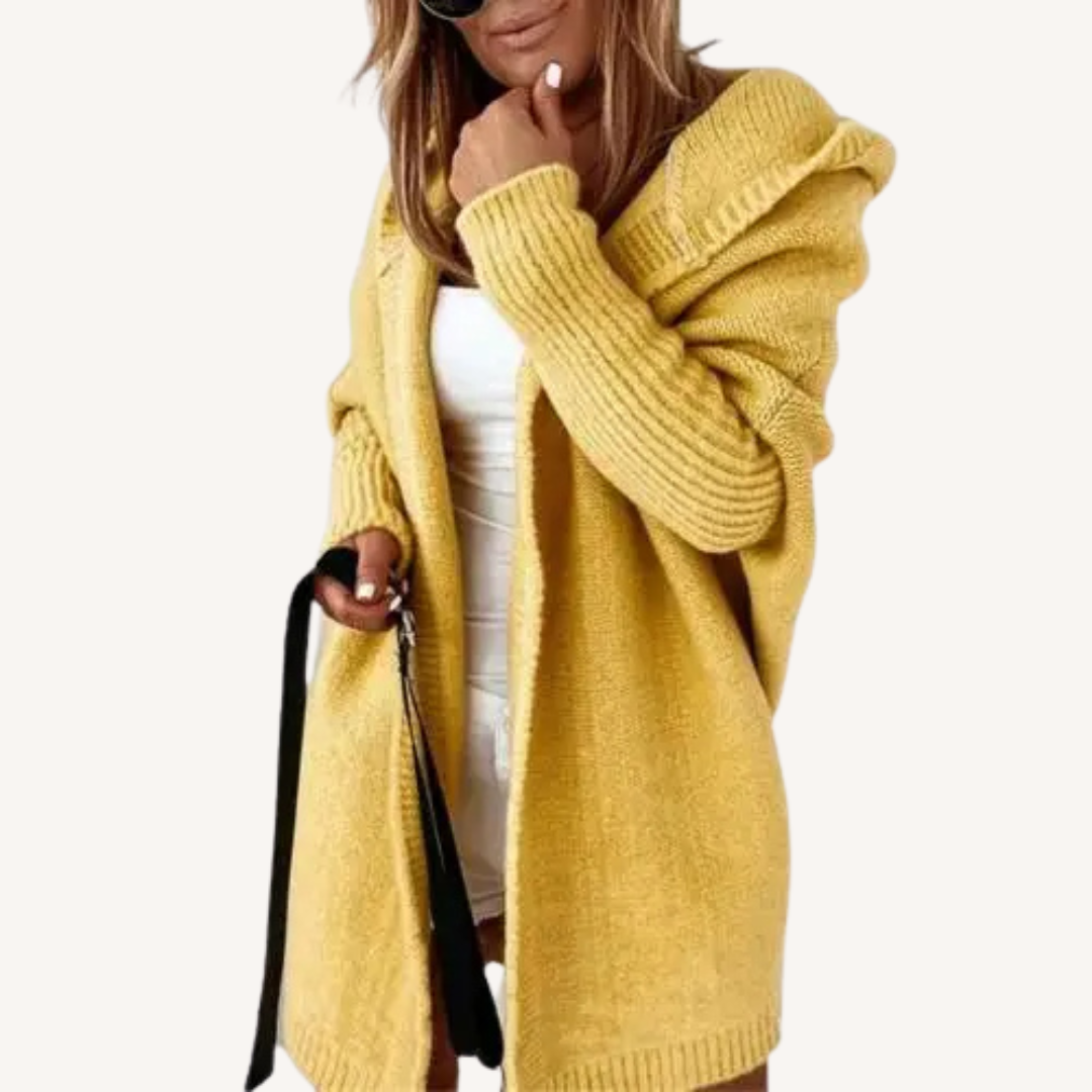Florine | Cardigan Long en Maille à Capuche