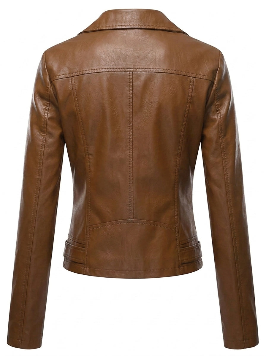 Ilona | Perfecto Effet Cuir Cognac
