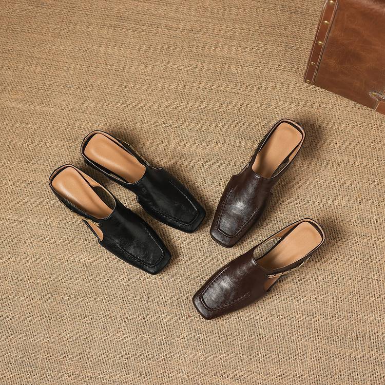 Vyla | Mules en Cuir Véritable