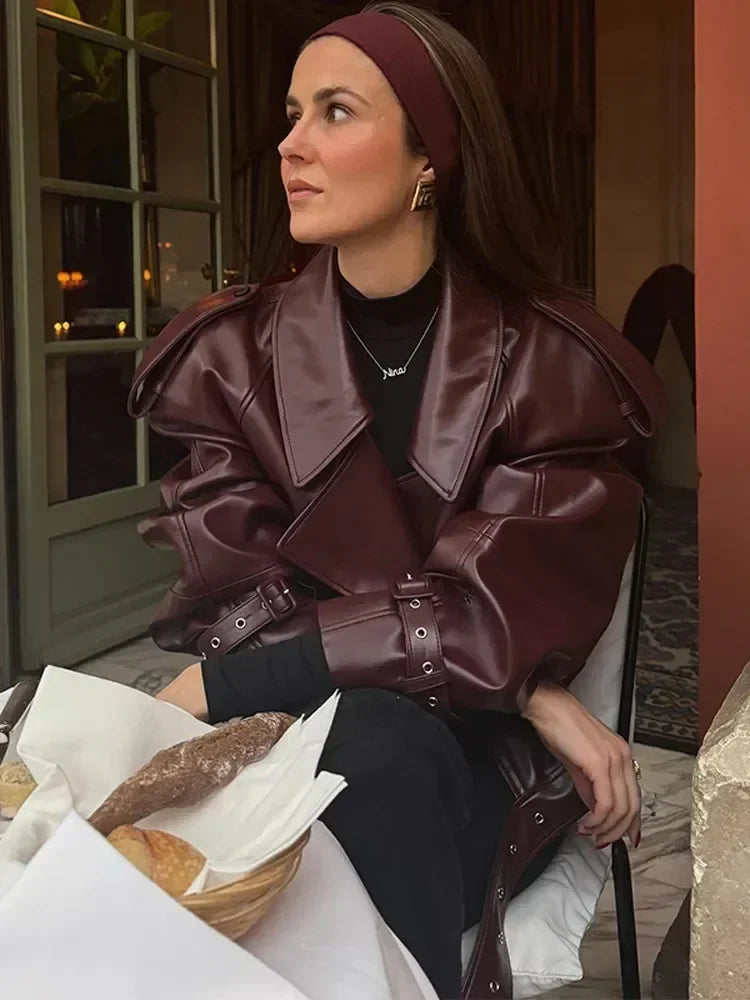 Hélia | Veste Effet Cuir Oversize