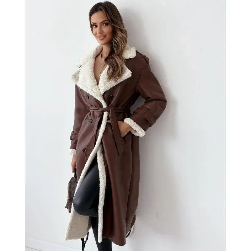 Yseult | Manteau Croisé Doublé Teddy à Ceinture