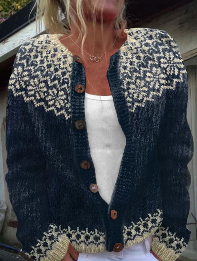 Calliope | Cardigan Jacquard Nordique Bleu Marine