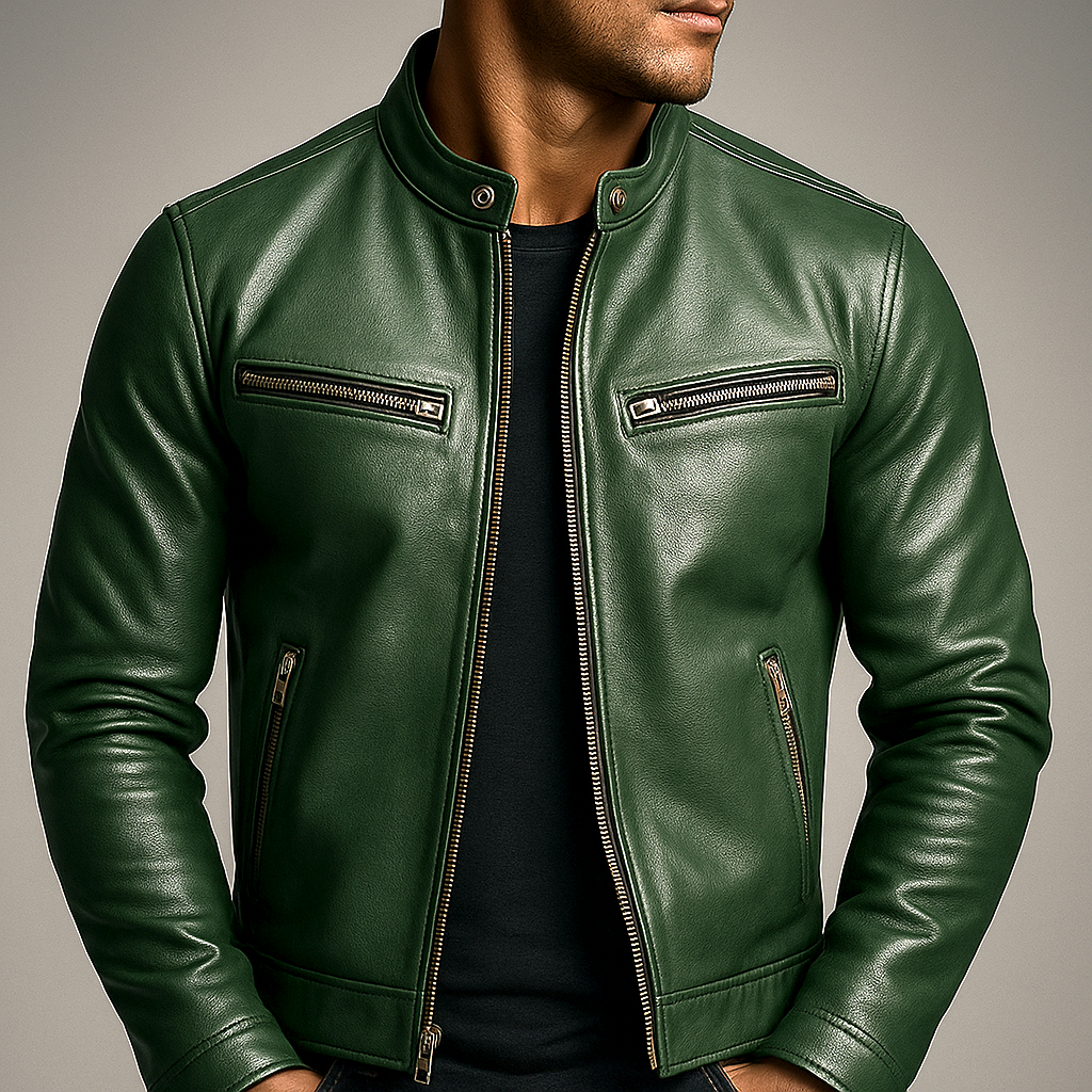 RECIO | Veste vintage en cuir zippée