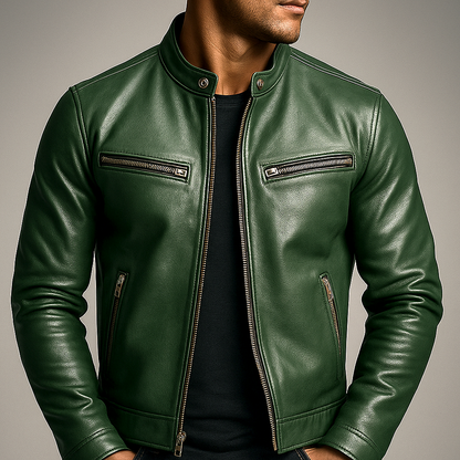 RECIO | Veste vintage en cuir zippée