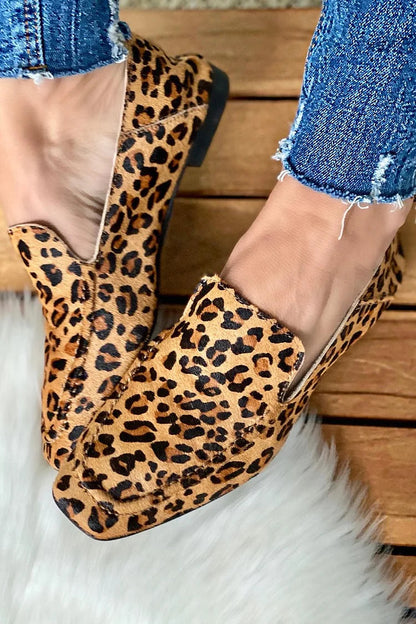 Coralie | Mocassins Slip-On Bout Carré Léopard
