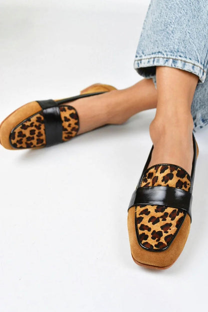 Virginie | Mocassins Bout Carré Patchwork Léopard