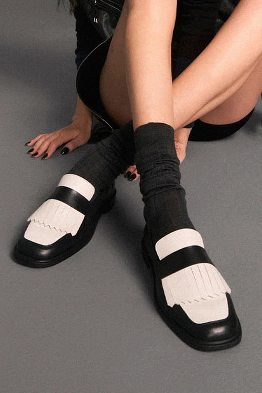 Ophélie | Mocassins Bout Carré à Franges Color Block