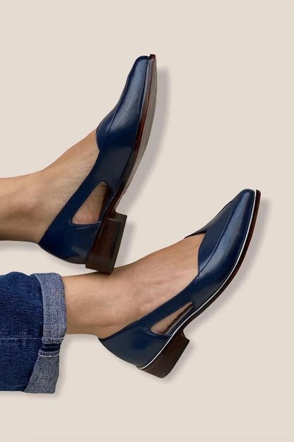 Ballerines pointues slip-on à découpes décontractées Bleu Marine
