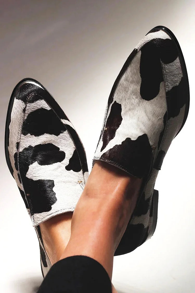 Mocassins Casual en Véritable Cuir de Vachette à Bout Fin.