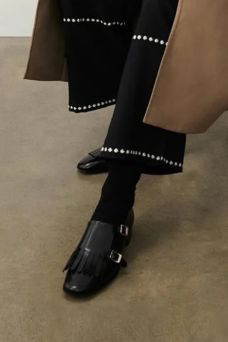 Odile | Mocassins Bout Rond à Franges et Boucle
