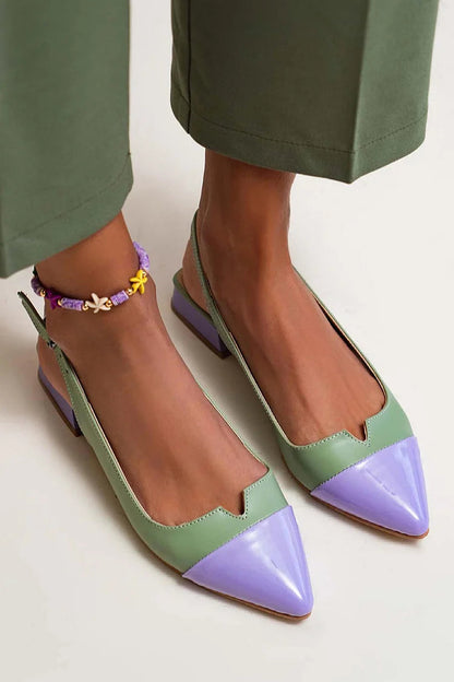 Ballerines pointues slingback à découpes color block avec boucle