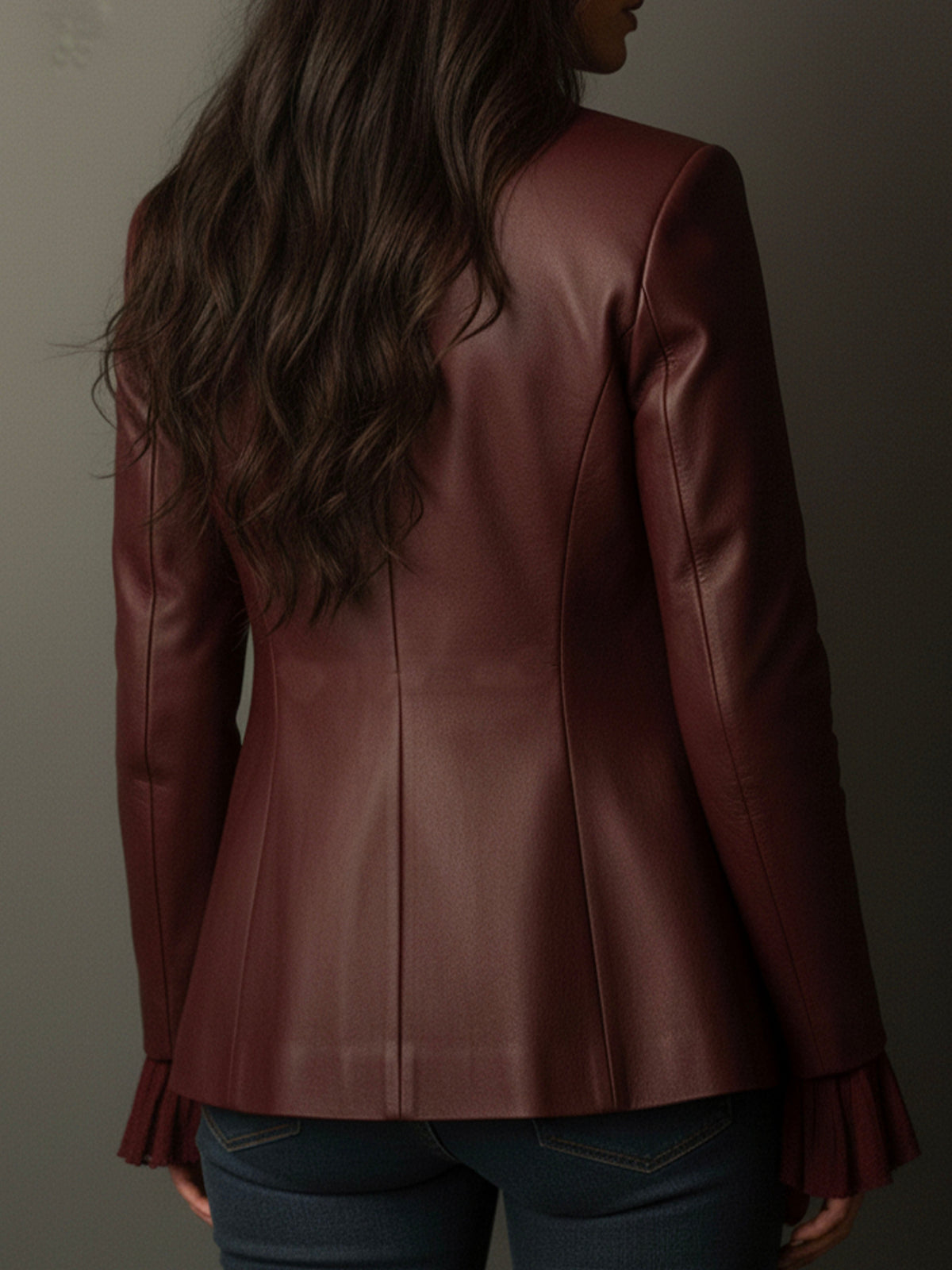 Évangéline | Blazer Bordeaux Effet Cuir