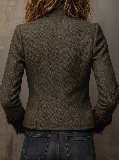 MARTINE | Blazer vintage à chevrons avec liserés contrastants