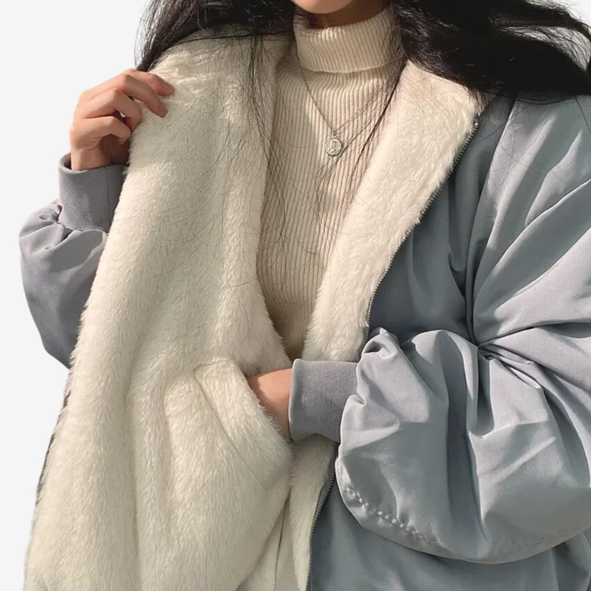 Lauriane | Veste Réversible en Fausse Fourrure