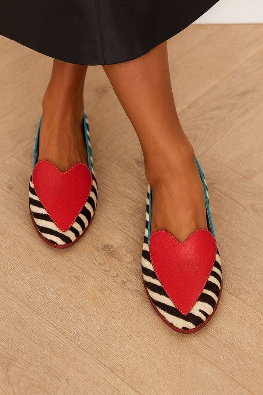 Mocassins slip-on zébrés avec cœur