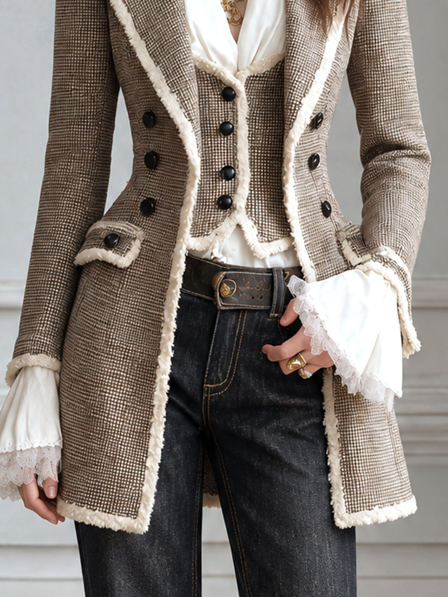 Nicolette | Manteau Bohème Kaki à Franges