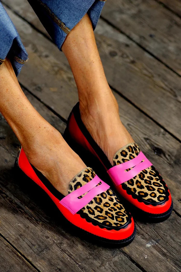 Capucine | Mocassins Bout Rond Léopard Color Block