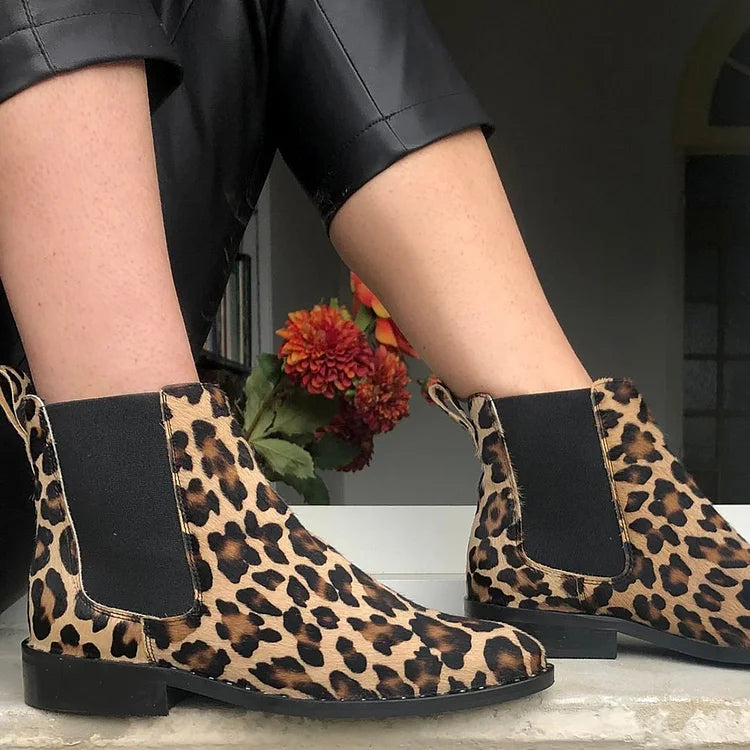 Marceline | Bottines Léopard Kaki en Suédine Pointues Patchwork