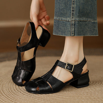 Amaya chaussures en cuir noir