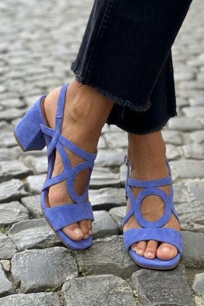 Sandales à talon slingback à découpes Jaune à bout carré