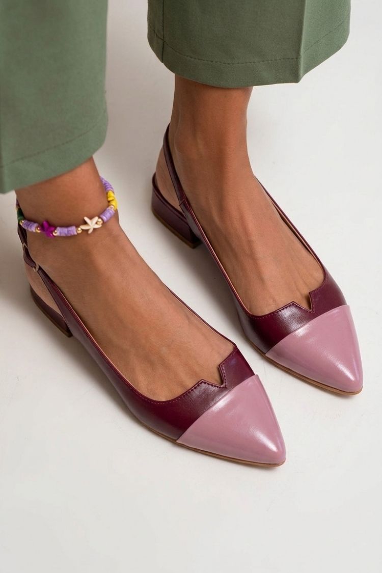 Ballerines pointues slingback à découpes color block avec boucle