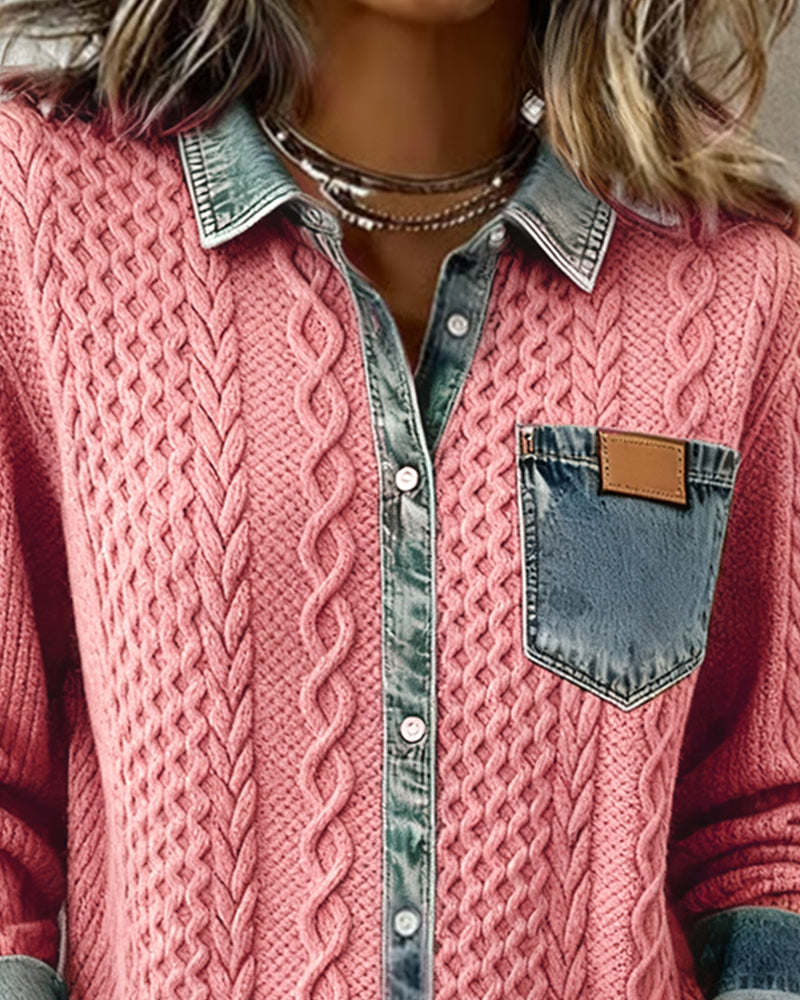 Chemise détails denim
