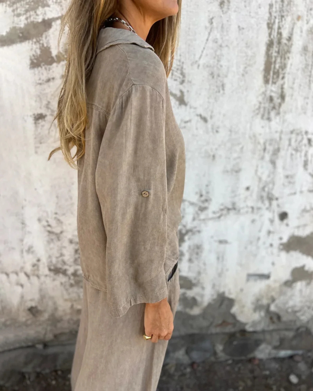 Solène | Ensemble Fluide Chemise Nouée et Pantalon Large