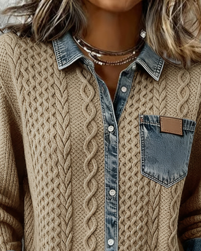 Chemise détails denim