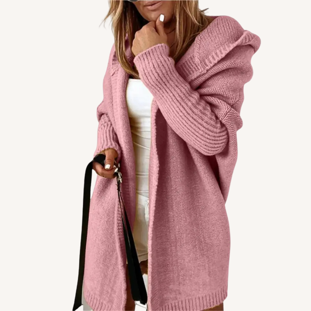 Florine | Cardigan Long en Maille à Capuche