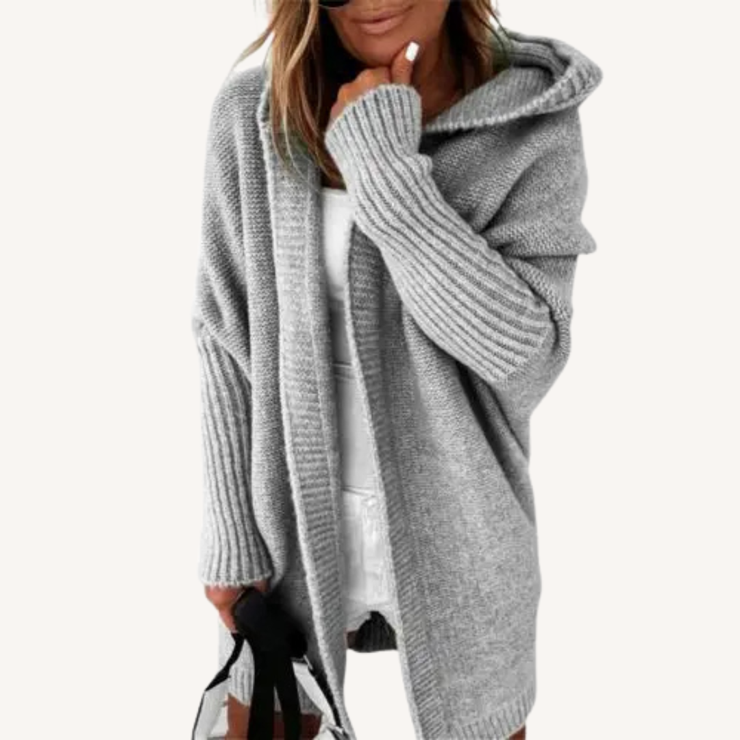 Florine | Cardigan Long en Maille à Capuche
