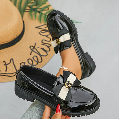 Mélanie | Mocassins à Nœud et Fleur Métallique
