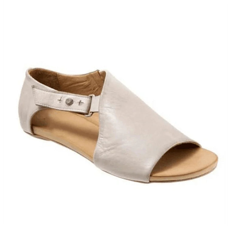 Sandales peep toe à découpes asymétriques unies avec bride et boucle