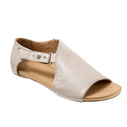 Sandales peep toe à découpes asymétriques unies avec bride et boucle