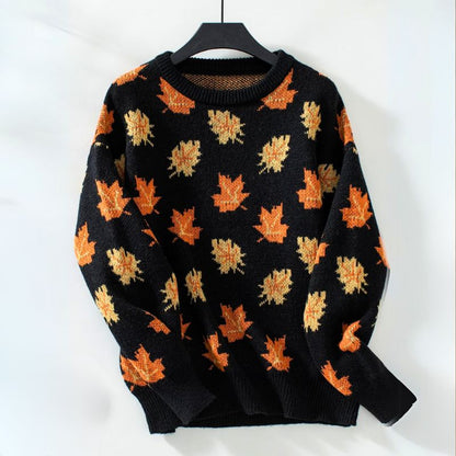 Amara | Pull d’Automne à Motif Feuilles