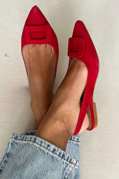 Ballerines slingback en suédine avec boucle