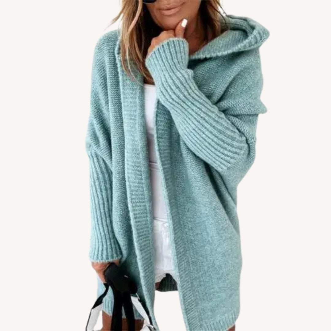 Florine | Cardigan Long en Maille à Capuche