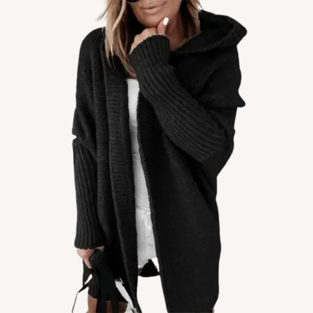 Florine | Cardigan Long en Maille à Capuche