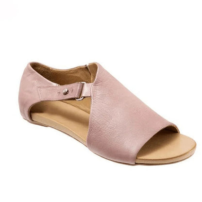 Sandales peep toe à découpes asymétriques unies avec bride et boucle