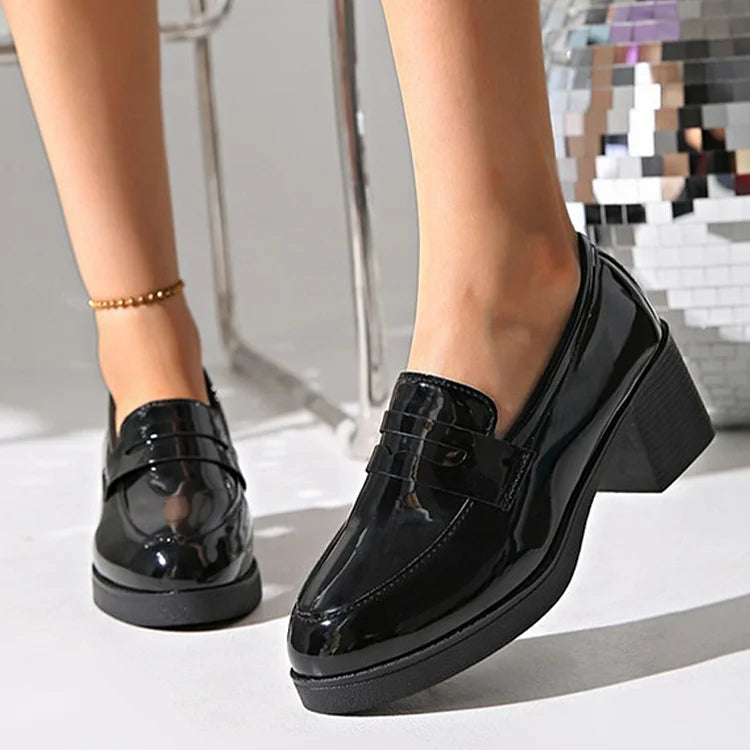 Céline | Mocassins à Talon Épais Patchwork
