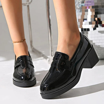 Céline | Mocassins à Talon Épais Patchwork