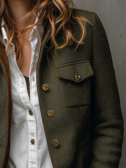 MARTINE | Blazer vintage à chevrons avec liserés contrastants