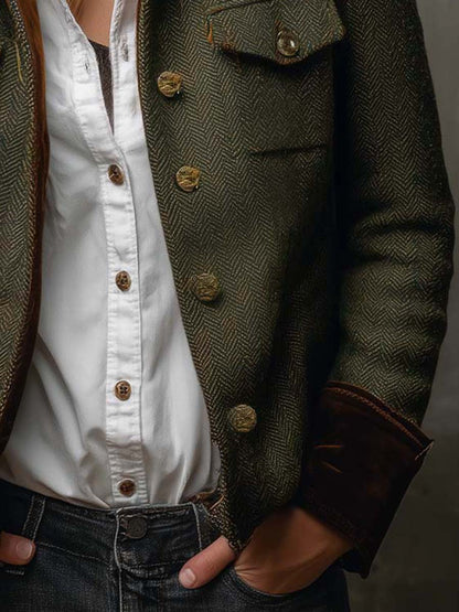 MARTINE | Blazer vintage à chevrons avec liserés contrastants