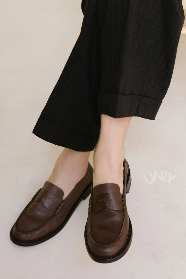 Danielle | Mocassins Penny Vintage Marron Foncé