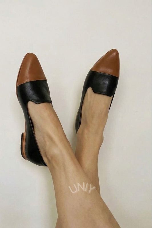 Élise | Mocassins Pointus Color Block à Bout Rapporté