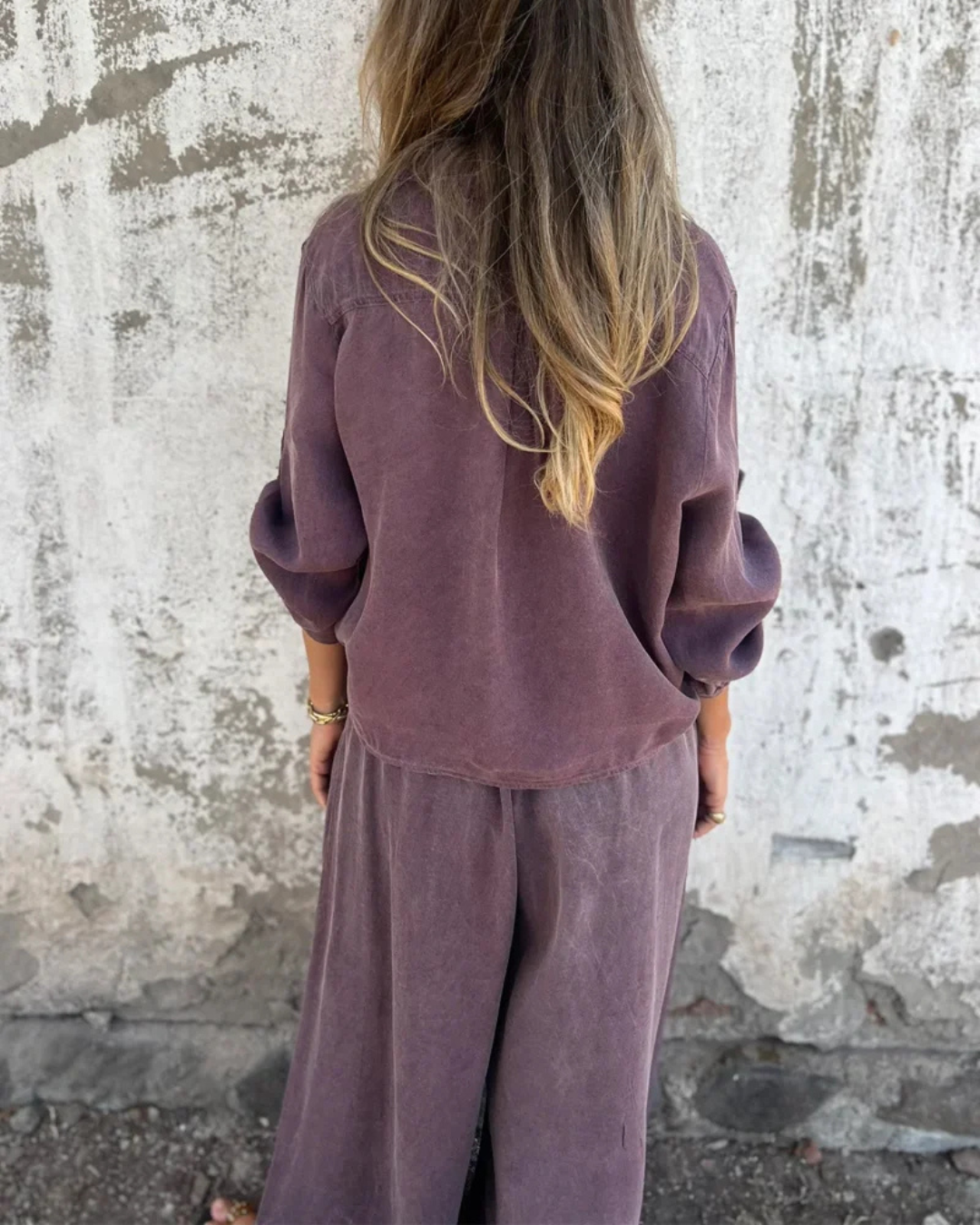 Solène | Ensemble Fluide Chemise Nouée et Pantalon Large