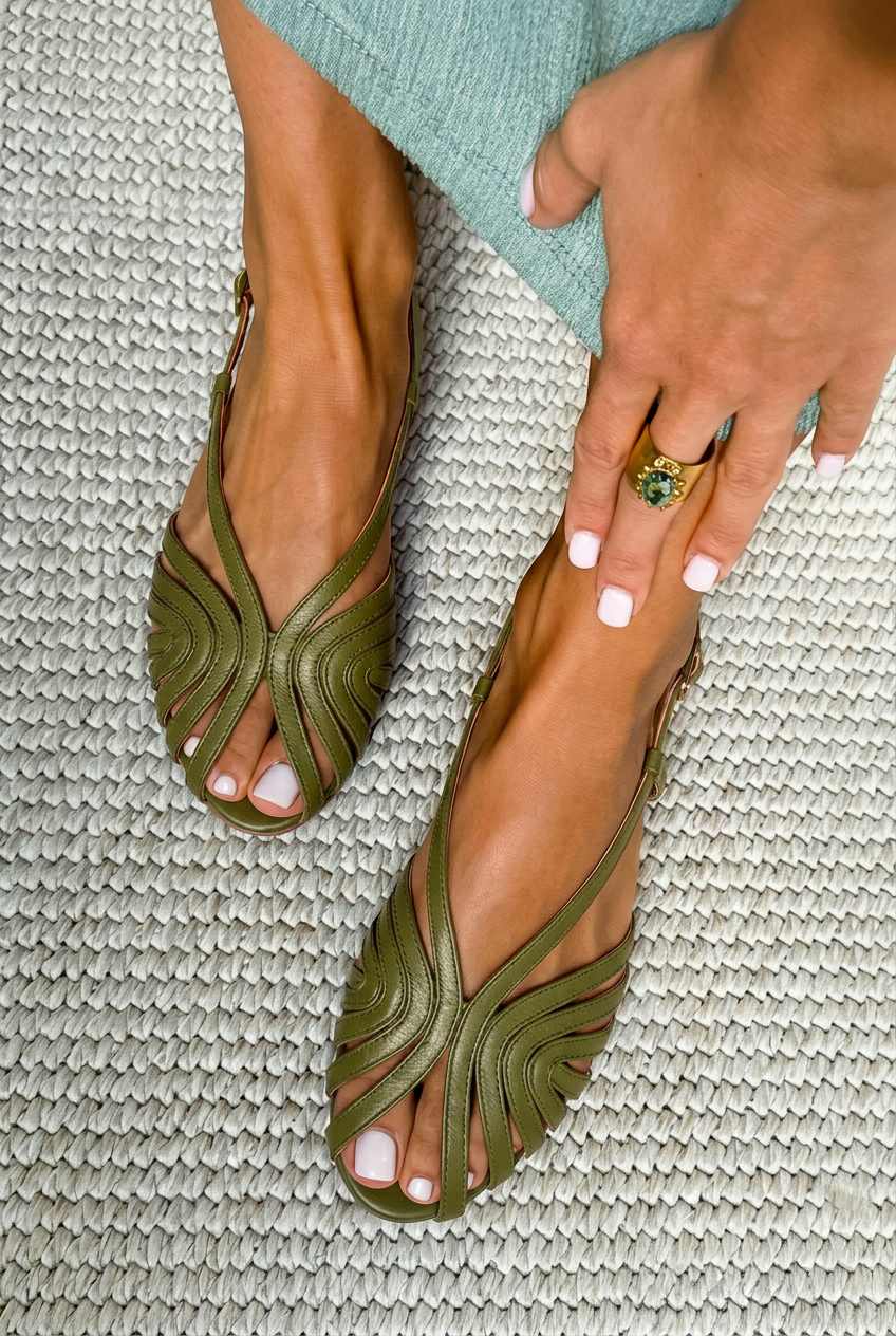 Sandales en Cuir Rouge à Brides et Design Cage, Bout Ouvert.
